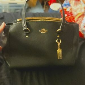 Coach F57527 small Margot Carryall, cross grain leather black satchel